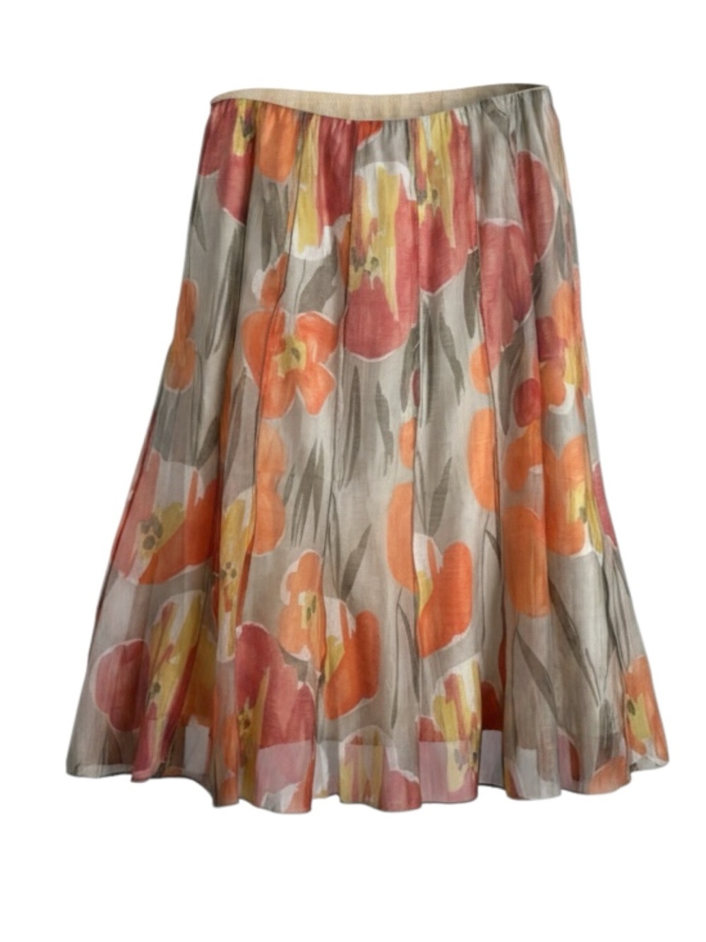 Nic & Zoe Watercolor Floral Print Midi A-Line Skirt Sz. 10